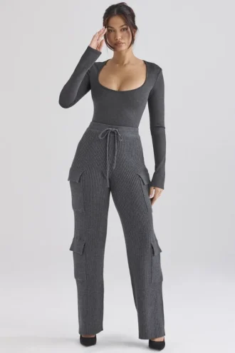Tea Charcoal Knitted Utility Trousers