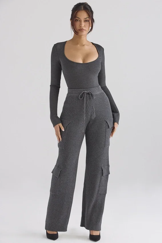 Tea Charcoal Knitted Utility Trousers Tea Charcoal Knitted Utility Trousers