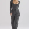 Tea Charcoal Knitted Utility Trousers Tea Charcoal Knitted Utility Trousers