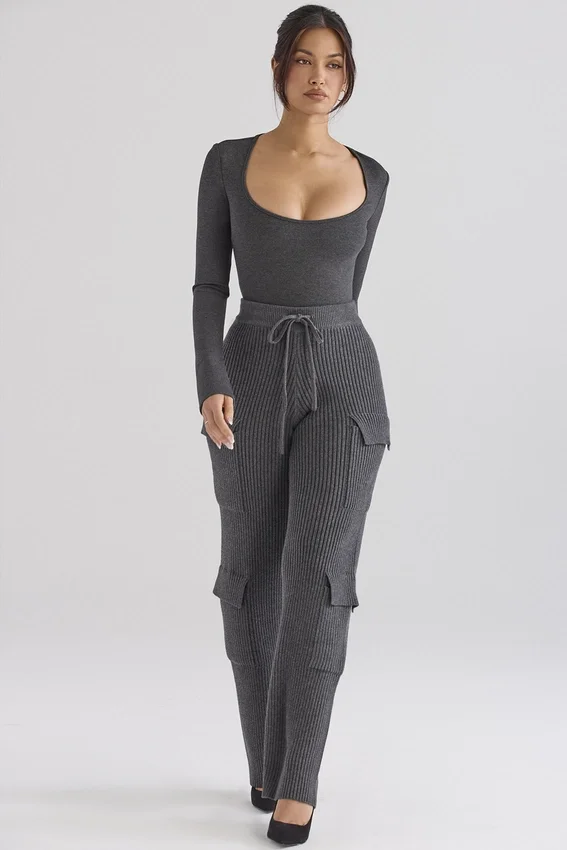 Tea Charcoal Knitted Utility Trousers Tea Charcoal Knitted Utility Trousers