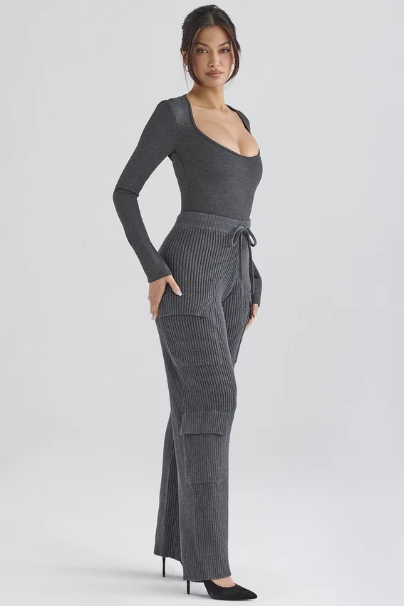 Tea Charcoal Knitted Utility Trousers Tea Charcoal Knitted Utility Trousers