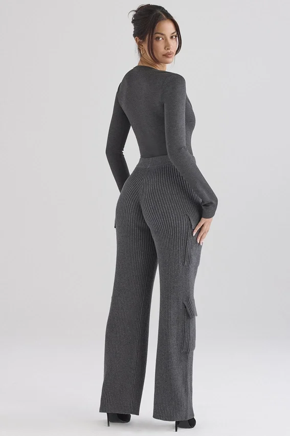 Tea Charcoal Knitted Utility Trousers Tea Charcoal Knitted Utility Trousers