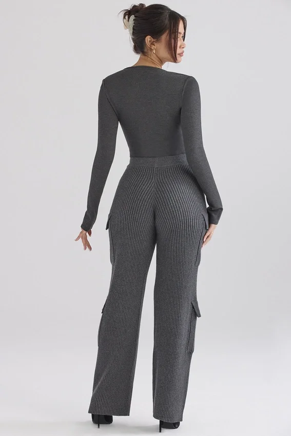 Tea Charcoal Knitted Utility Trousers Tea Charcoal Knitted Utility Trousers