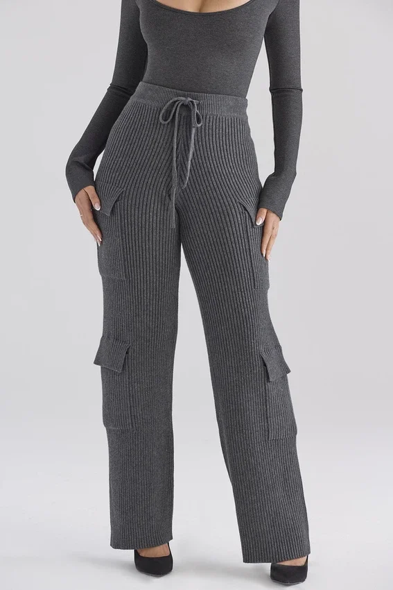 Tea Charcoal Knitted Utility Trousers Tea Charcoal Knitted Utility Trousers
