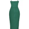 Teia Forest Draped Corset Midi Dress Teia Forest Draped Corset Midi Dress