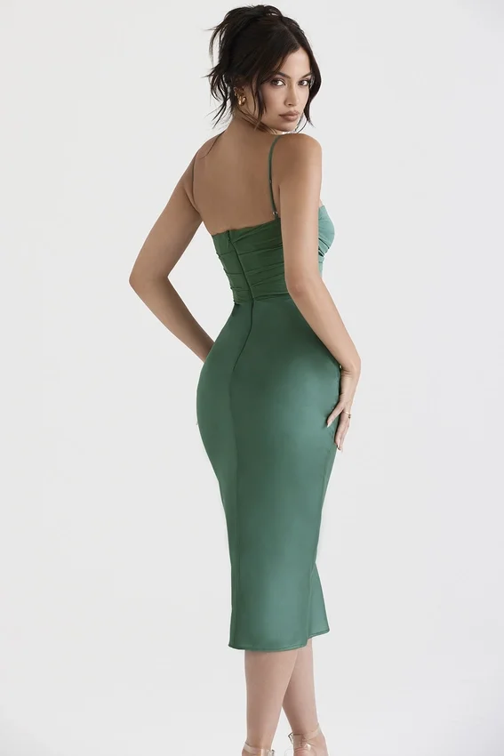 Teia Forest Draped Corset Midi Dress Teia Forest Draped Corset Midi Dress