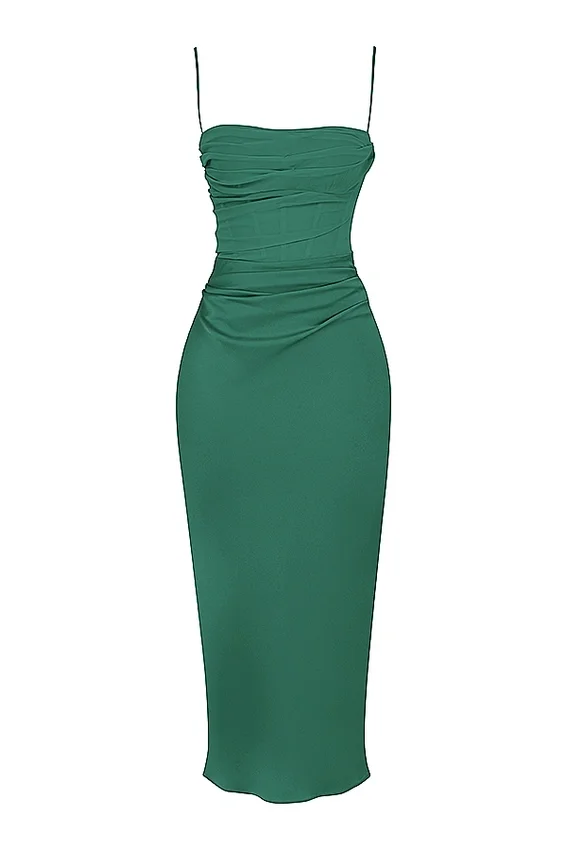 Teia Forest Draped Corset Midi Dress Teia Forest Draped Corset Midi Dress