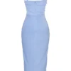 Teia Sky Draped Corset Midi Dress Teia Sky Draped Corset Midi Dress