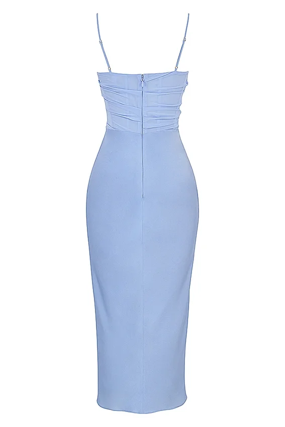 Teia Sky Draped Corset Midi Dress Teia Sky Draped Corset Midi Dress