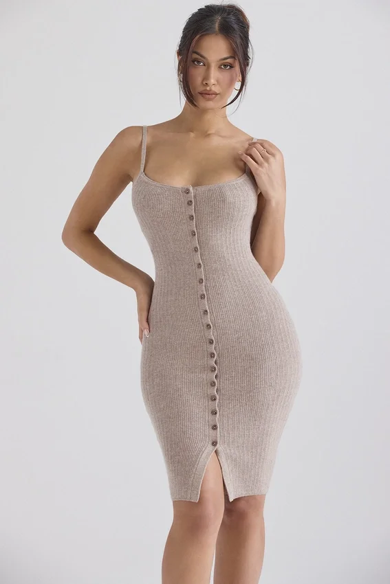 Teva Beige Cashmere Knit Midi Dress Teva Beige Cashmere Knit Midi Dress