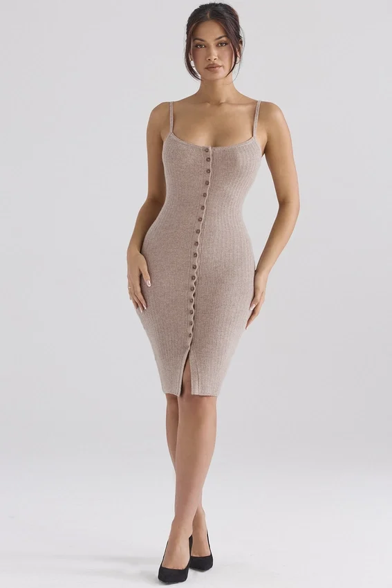 Teva Beige Cashmere Knit Midi Dress Teva Beige Cashmere Knit Midi Dress