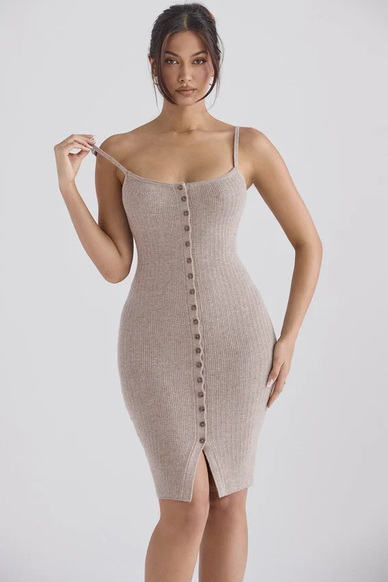 Teva Beige Cashmere Knit Midi Dress Teva Beige Cashmere Knit Midi Dress