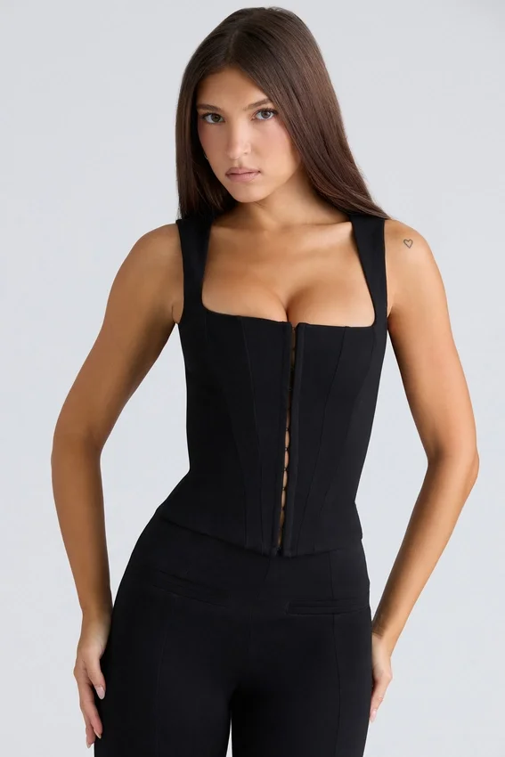 The Balconette Black Fitted Corset Top The Balconette Black Fitted Corset Top