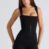 The Balconette Black Fitted Corset Top The Balconette Black Fitted Corset Top