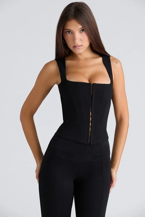 The Balconette Black Fitted Corset Top The Balconette Black Fitted Corset Top