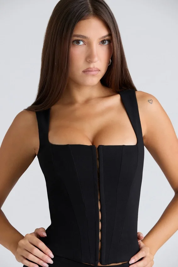 The Balconette Black Fitted Corset Top The Balconette Black Fitted Corset Top