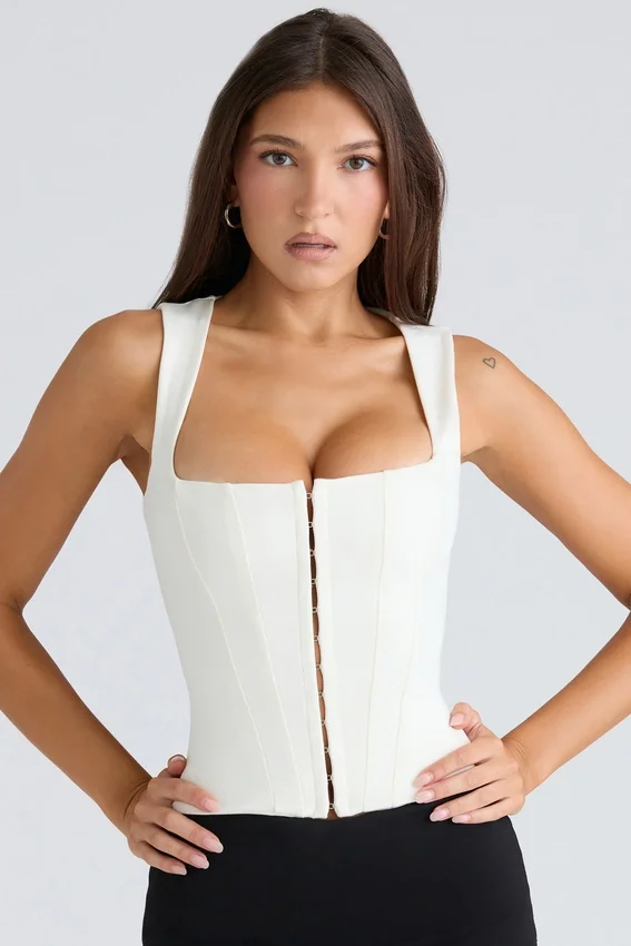 The Balconette Ivory Fitted Corset Top The Balconette Ivory Fitted Corset Top
