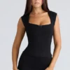 The Cap Sleeve Black Corset Top The Cap Sleeve Black Corset Top