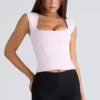 The Cap Sleeve Pink Corset Top The Cap Sleeve Pink Corset Top