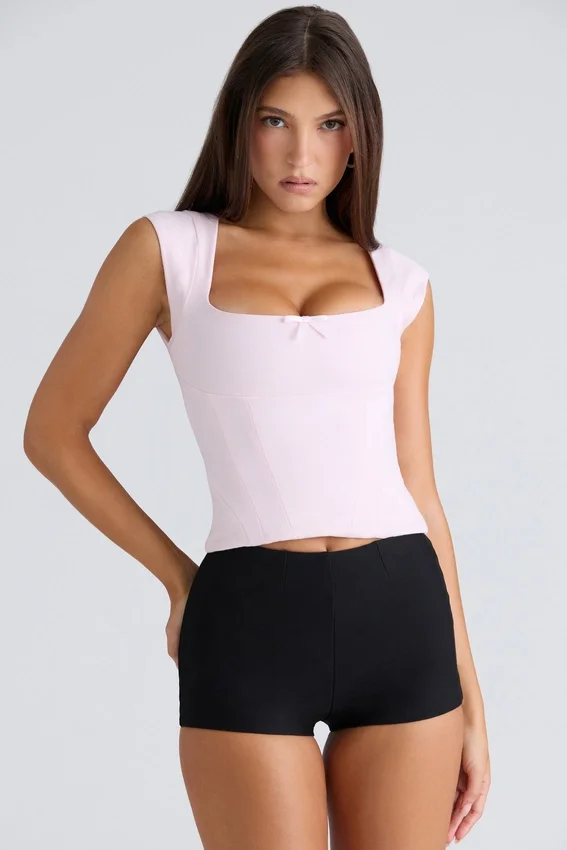 The Cap Sleeve Pink Corset Top The Cap Sleeve Pink Corset Top