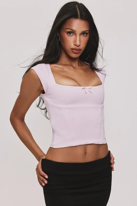 The Cap Sleeve Pink Corset Top The Cap Sleeve Pink Corset Top