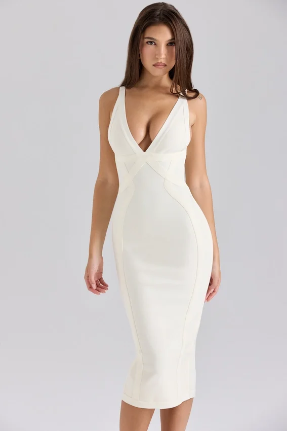 The Classic Ivory Midi Bandage Dress The Classic Ivory Midi Bandage Dress