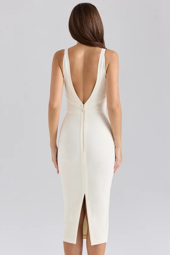 The Classic Ivory Midi Bandage Dress The Classic Ivory Midi Bandage Dress