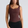 The Drape Neck Chocolate Corset Top The Drape Neck Chocolate Corset Top