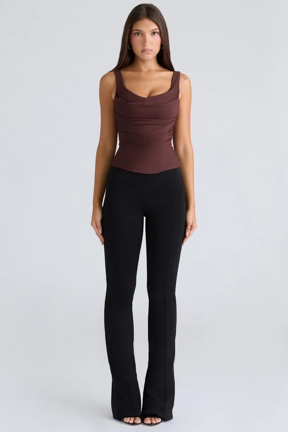 The Drape Neck Chocolate Corset Top The Drape Neck Chocolate Corset Top