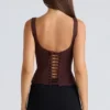 The Drape Neck Chocolate Corset Top The Drape Neck Chocolate Corset Top