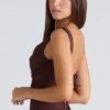 The Drape Neck Chocolate Corset Top The Drape Neck Chocolate Corset Top