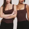 The Drape Neck Chocolate Corset Top The Drape Neck Chocolate Corset Top