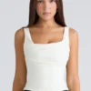 The Drape Neck Ivory Corset Top The Drape Neck Ivory Corset Top
