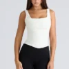 The Drape Neck Ivory Corset Top The Drape Neck Ivory Corset Top