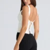 The Drape Neck Ivory Corset Top The Drape Neck Ivory Corset Top