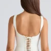 The Drape Neck Ivory Corset Top The Drape Neck Ivory Corset Top