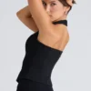 The Halter Neck Black Stretch Corset Top