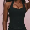 The Halter Neck Black Stretch Corset Top