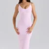 The Hourglass Baby Pink Midi Bandage Dress The Hourglass Baby Pink Midi Bandage Dress