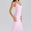 The Hourglass Baby Pink Midi Bandage Dress The Hourglass Baby Pink Midi Bandage Dress