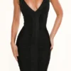 The Icon Black Bandage Midi Dress