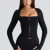 The Long Sleeve Balconette Black Corset Top The Long Sleeve Balconette Black Corset Top