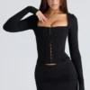 The Long Sleeve Balconette Black Corset Top The Long Sleeve Balconette Black Corset Top