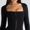 The Long Sleeve Balconette Black Corset Top The Long Sleeve Balconette Black Corset Top