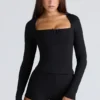 The Long Sleeve Black Corset Top The Long Sleeve Black Corset Top