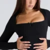 The Long Sleeve Black Corset Top The Long Sleeve Black Corset Top