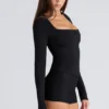 The Long Sleeve Black Corset Top The Long Sleeve Black Corset Top