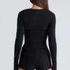 The Long Sleeve Black Corset Top The Long Sleeve Black Corset Top
