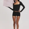The Long Sleeve Black Corset Top The Long Sleeve Black Corset Top