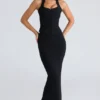 The Maxi Black Panelled Bodycon Skirt